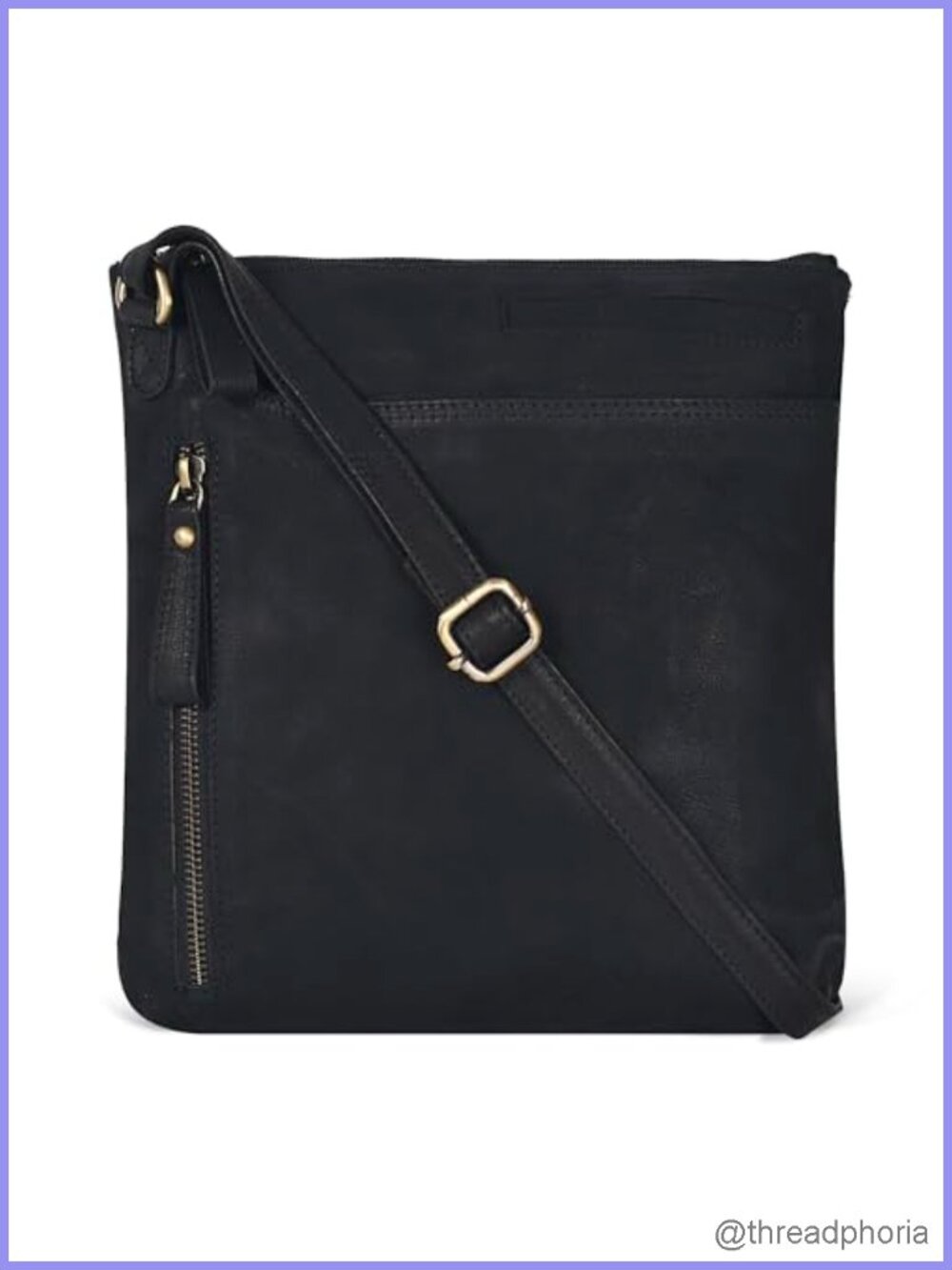 Vintage Style Leather Crossbody Bag for Women, Adjustable Strap Sling Purse
